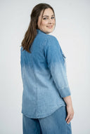 'Sky' Blouse – Premium Denim, Patch & Stretch