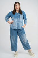 'Sky' Blouse – Premium Denim, Patch & Stretch