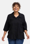 'Veloura' blouse – linen blend, lace hem