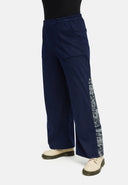 'Delina' Pants Denim – navy, flowing & with print detail