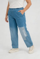 'Sky' Trousers – Premium Denim, Patch & Stretch